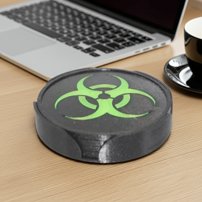 Dessous de Verre "Virus" Biohazard & Socle : Contaminez votre Setup de Style Fichier Numérique