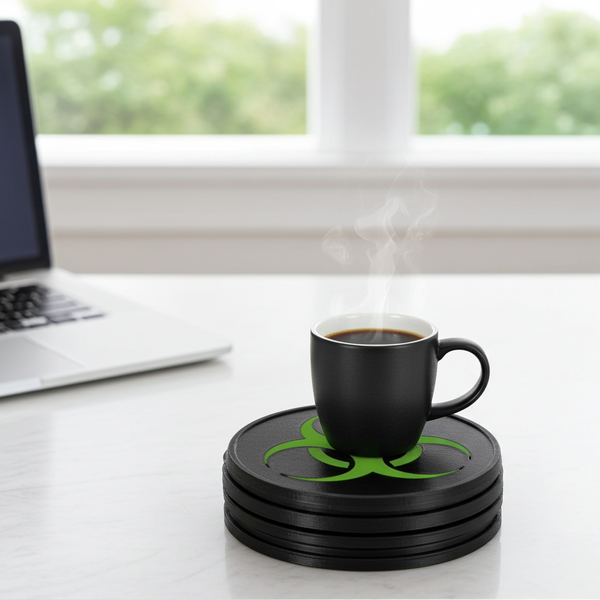 Dessous de Verre "Virus" Biohazard & Socle : Contaminez votre Setup de Style Fichier Numérique